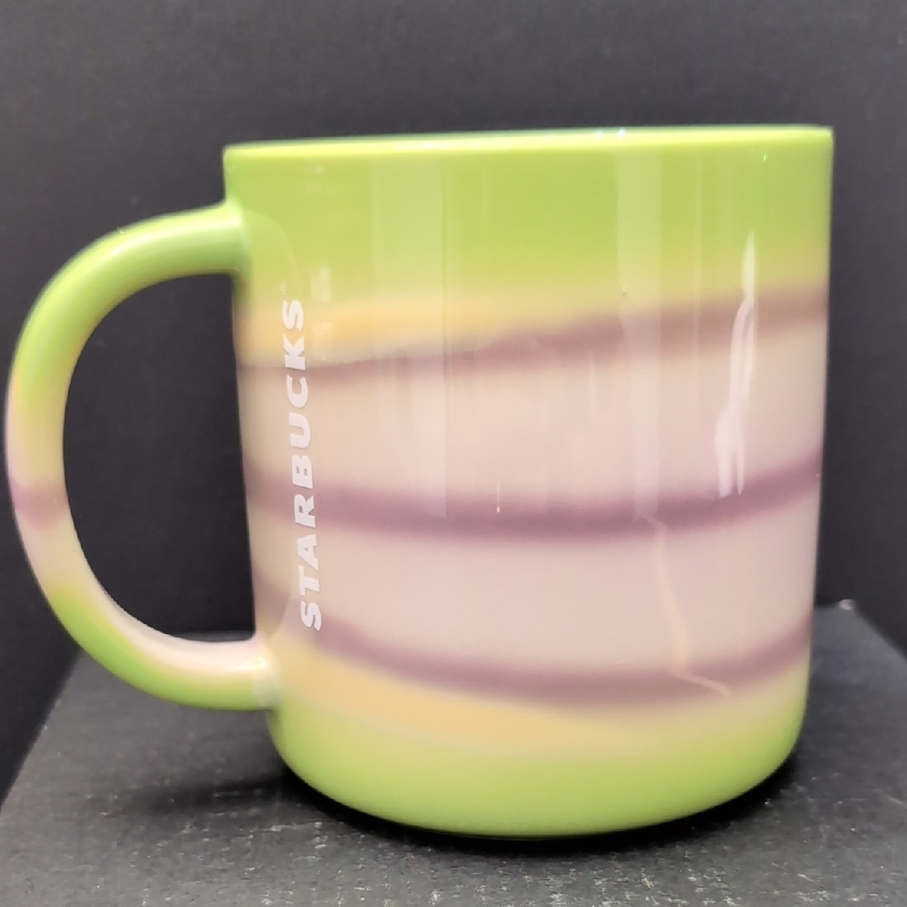 2025 Starbucks 14 oz Gradient/Striped Green/Purple Coffee Mug.